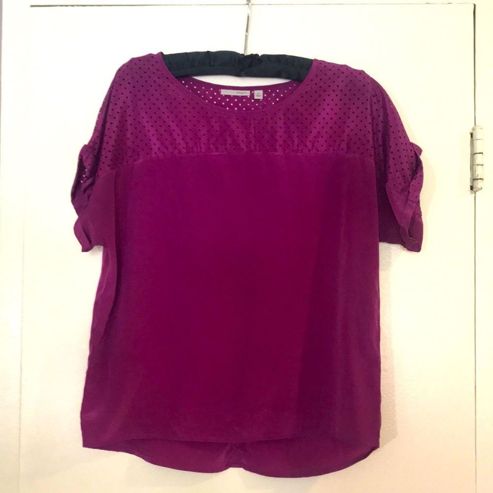 Purple Cap-Sleeved Blouse